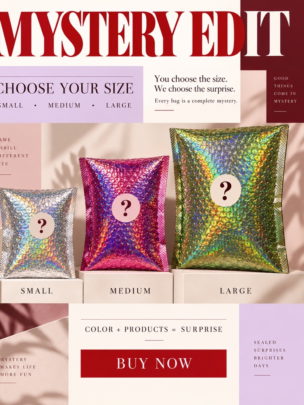 Holographic Mystery Edit Women's Bag - Pink/Green/Silver